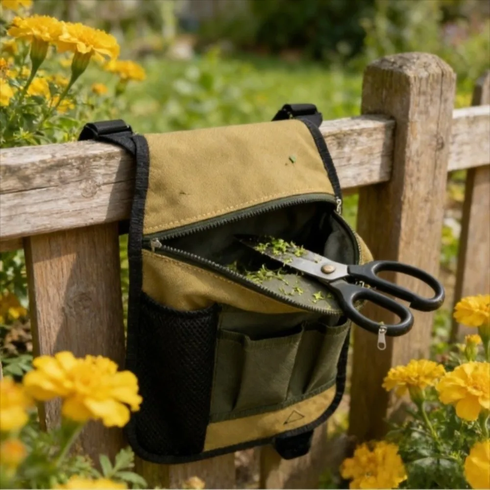 Multi-Pocket Gardening Tool Fanny Pack Portable Durable Convenient Storage Bag Adjustable Net Bag Design