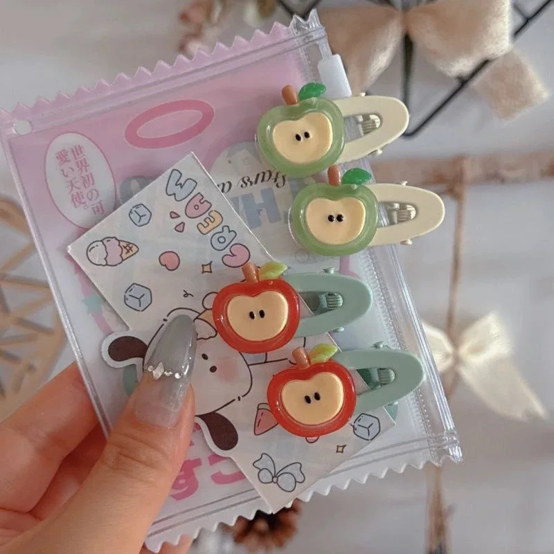 2pcs New Cute Red Apple Hair Clips Sweet Girl BB Clips Bangs Clips Kids Barrettes Hair Accessory