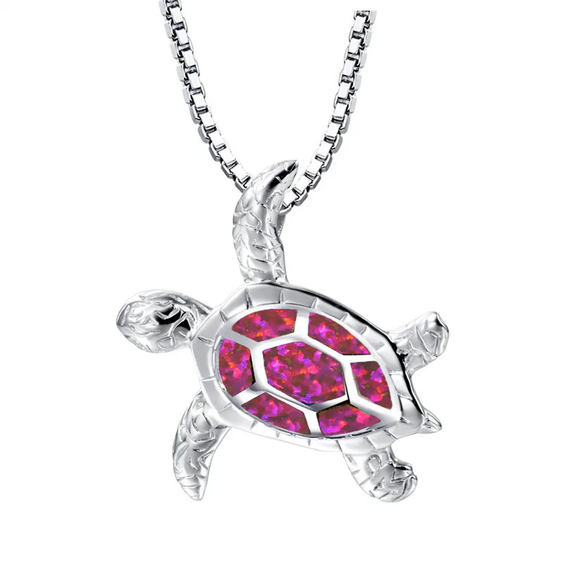 Fashion Blue Opal Turtle New Frog Pendant Necklace Temperament Opal Women's Necklace Jewelry