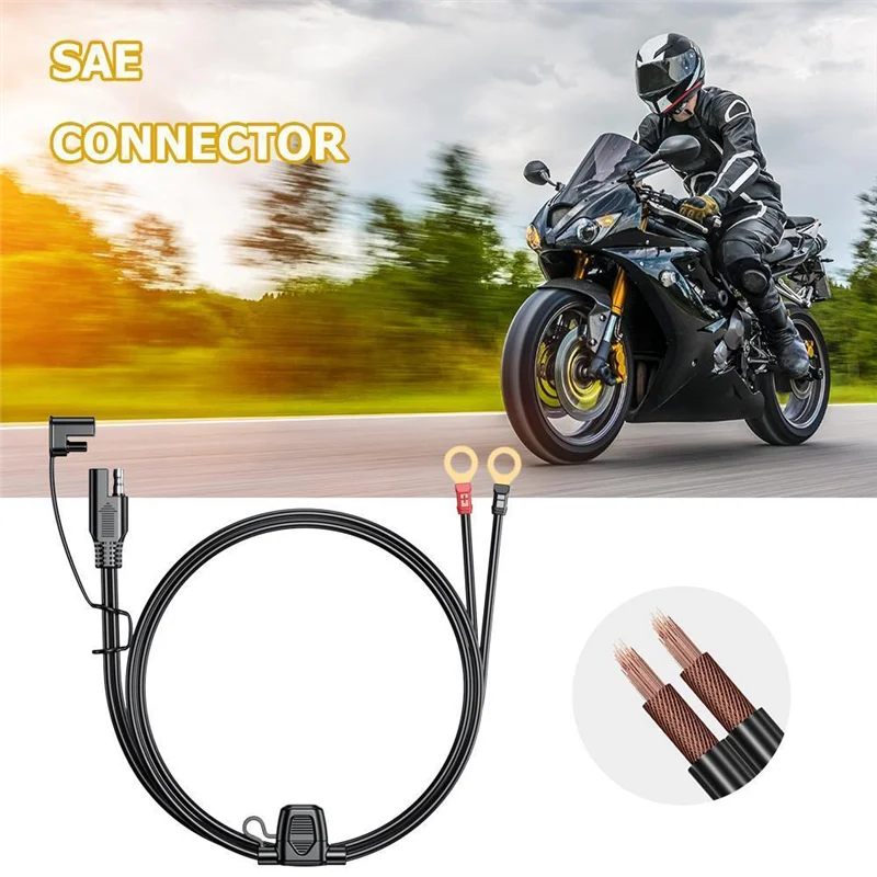 

12-24V Ring Terminal SAE To Ring Connectors Extension Cord 6FT 18AWG Waterproof Moisture-Proof For Battery Charger