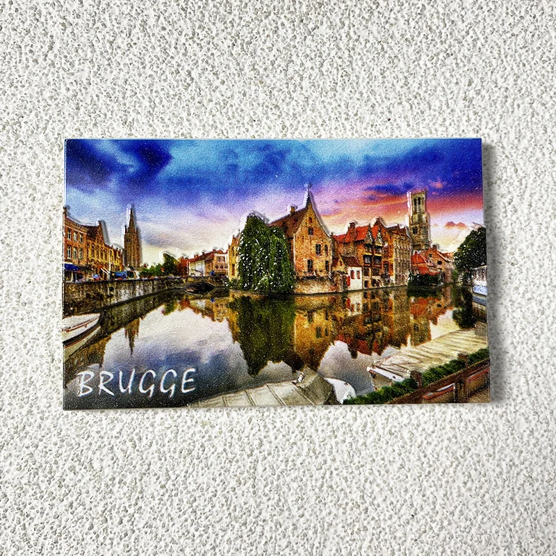 Bruges, Belgium World Tourist Souvenirs, 3D Humanistic Kitchen and Home Decorations, Tourist Gift Refrigerator Stickers