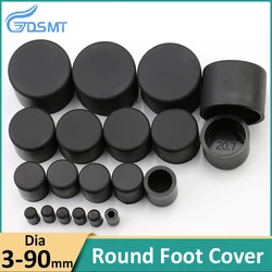 Borracha Round End Caps para tubos de aço, Silicone Feminino Cap, Round Tube Insert Stoppers, preto e branco, 3mm-7.5mm