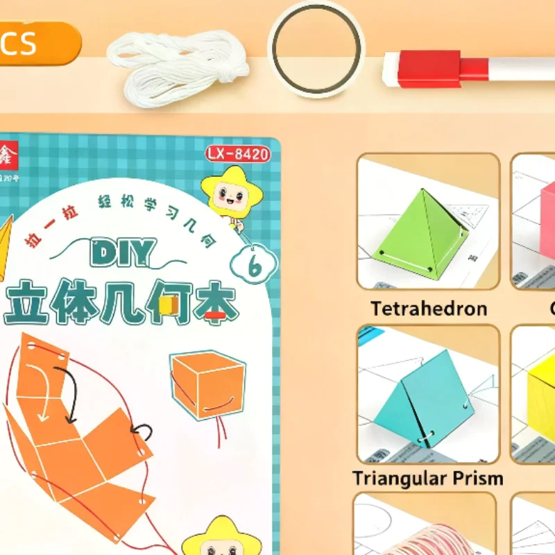 

1 Set Spatial Thinking Training DIY Math Learning Book 3D Geometry Quiet Book For Kids Montessori Educational Tracing Workbook