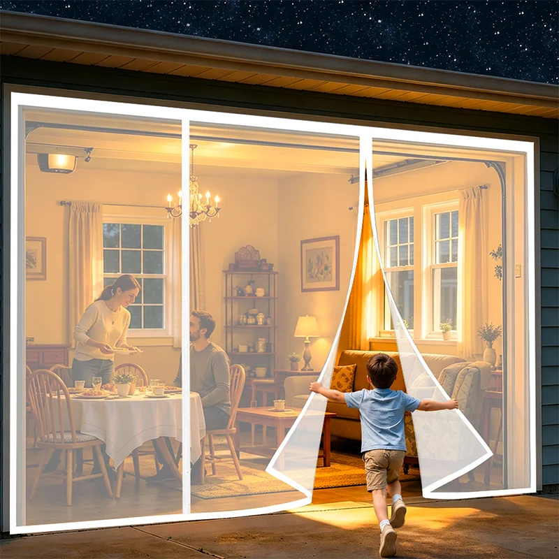 Magnetic Screen Door Mosquito Net Auto Close Insect Proof Mesh Curtain for Patio French Sliding Door White Net for Household