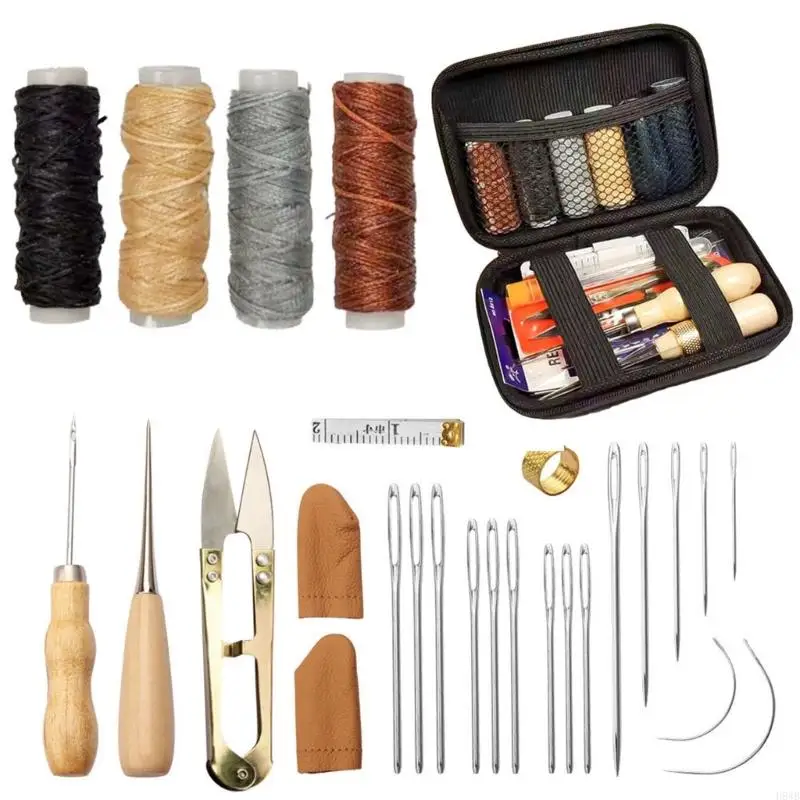 H8WB Leatherworking Tool Collection Fabric Storage for Professional Crafting