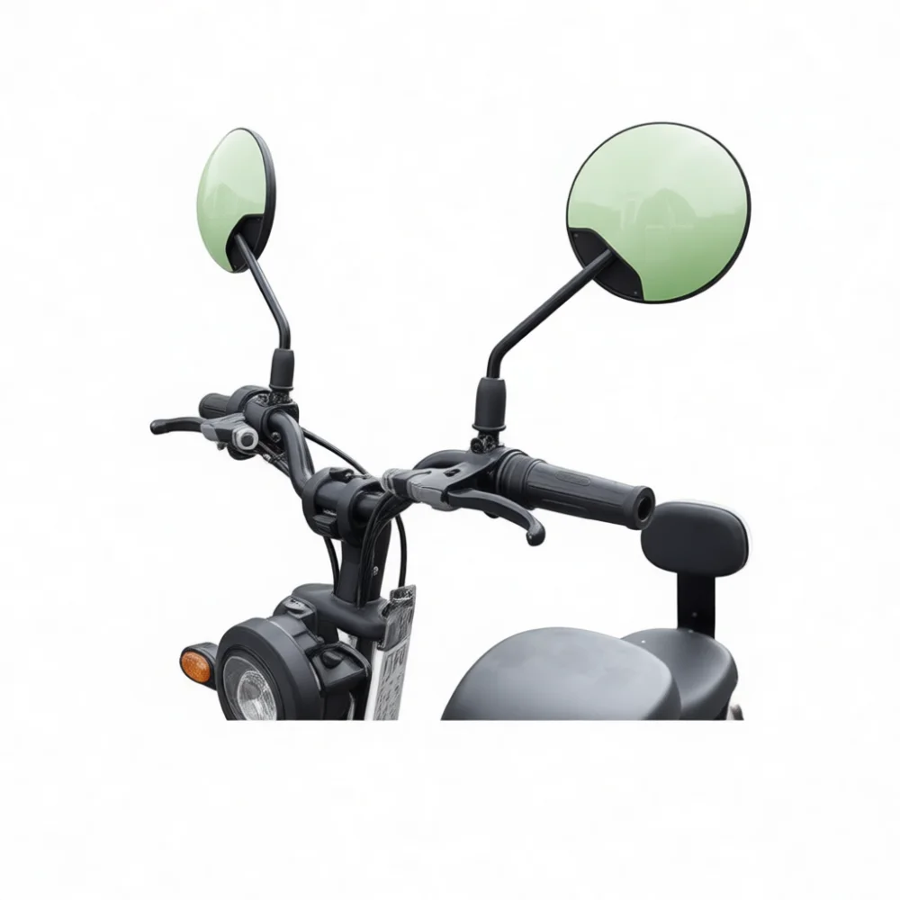 Adjustable Round Rearview Mirror For Ebike Motorcycle Scooter Universal Side Mirror High Visibility Handlebar Safety
