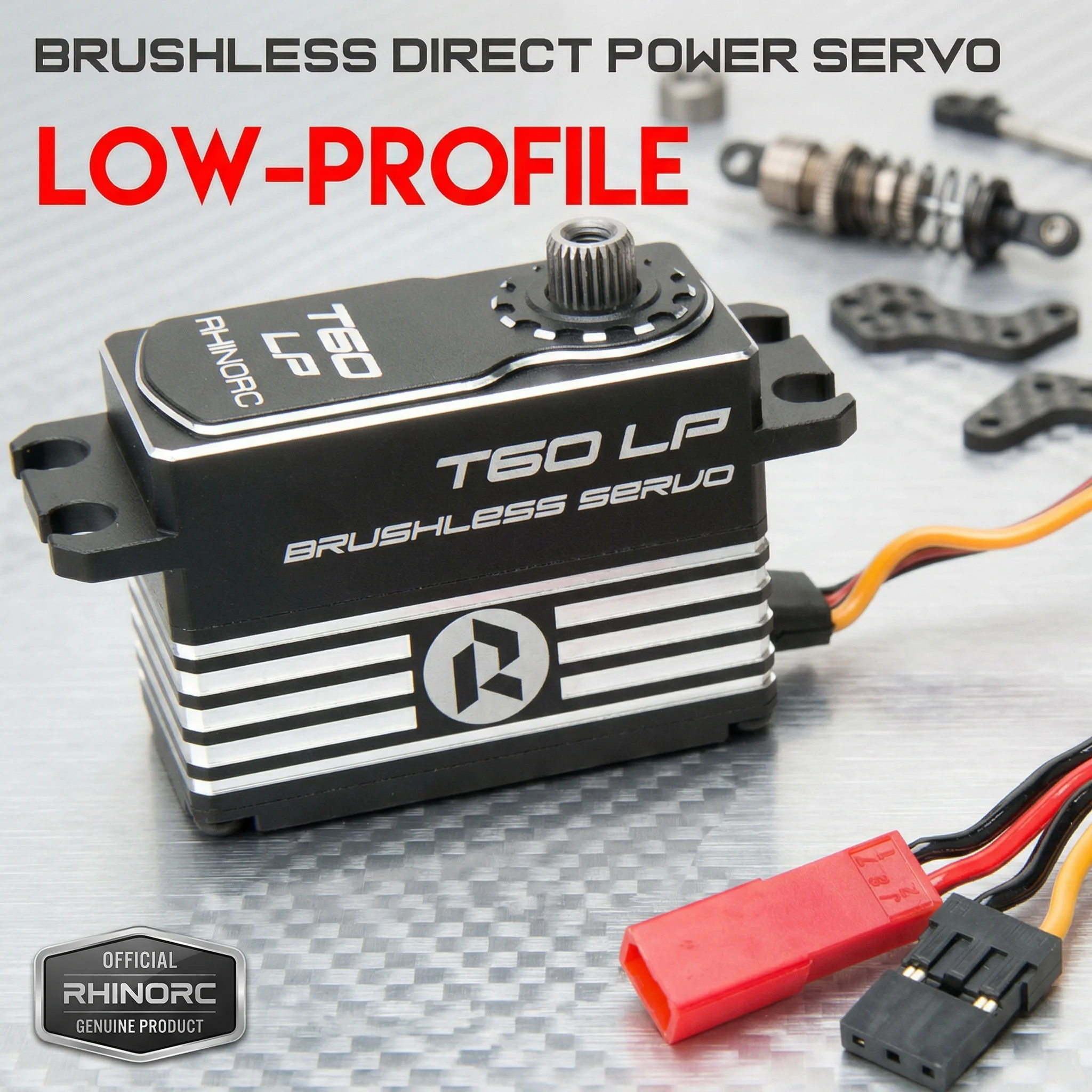 RhinoRC T60LP Smart Low-Profile Brushless Servo Direct Power 17V 66KG High-Torque for RC Models - Direct Drive Technology