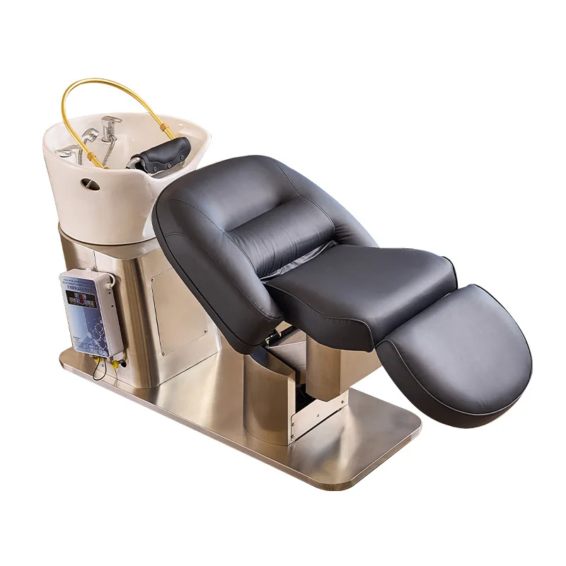 

High-end electric shampoo bed semi-reclining flush bed barber shop hair salon special beauty salon ceramic basin to wash hair