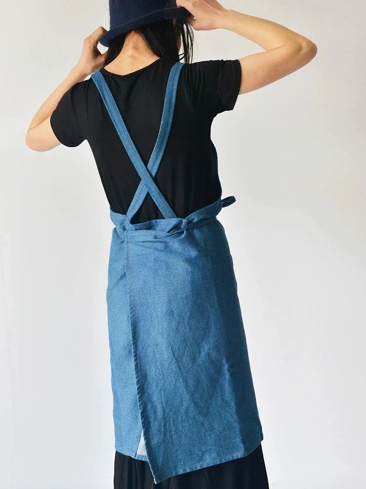 Uniform Lady Household Baking Woman For Cooking Fabric Denim Cleaning Apron Cotton Kitchen Accessories Aprons Dress Unifo Garden