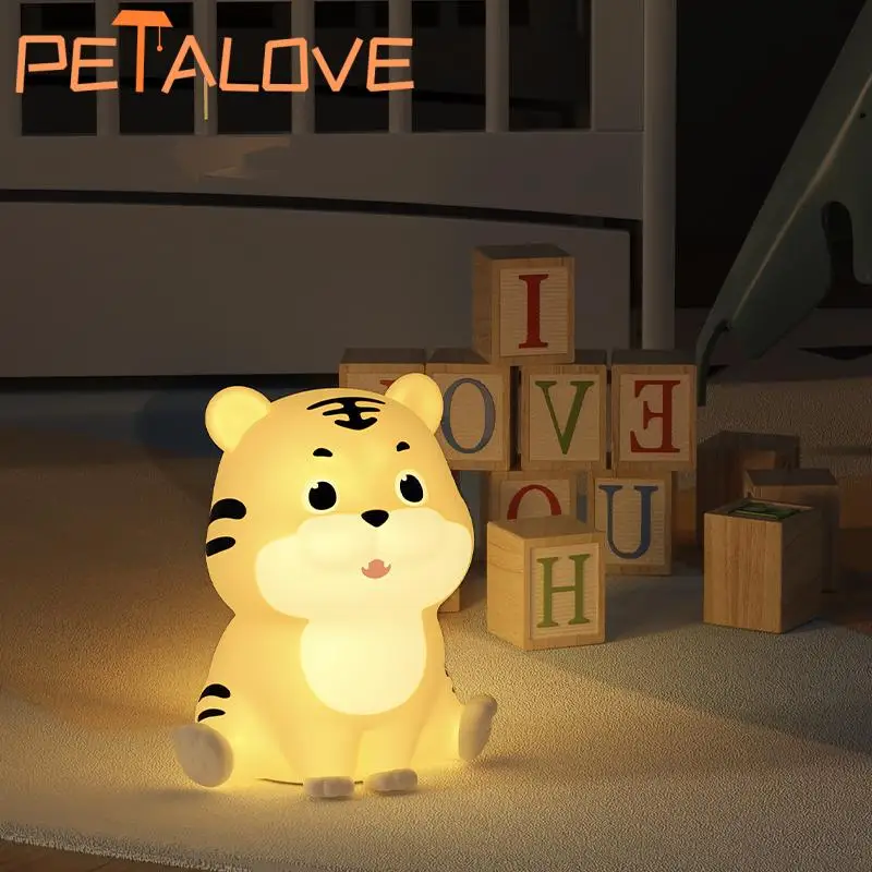 Cartoon Tiger Nachtlicht Schützen Augen Warme Lampe Schlaf Begleiter Schöne Spielzeug Puppe Beliebte Silikon Lampen Heißer Verkauf Licht