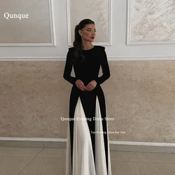 Qunque New A-line Long Prom Dress High Neck Customized Wedding Party Birthday Evening Gown Robes Black and white Vestido Fiesta