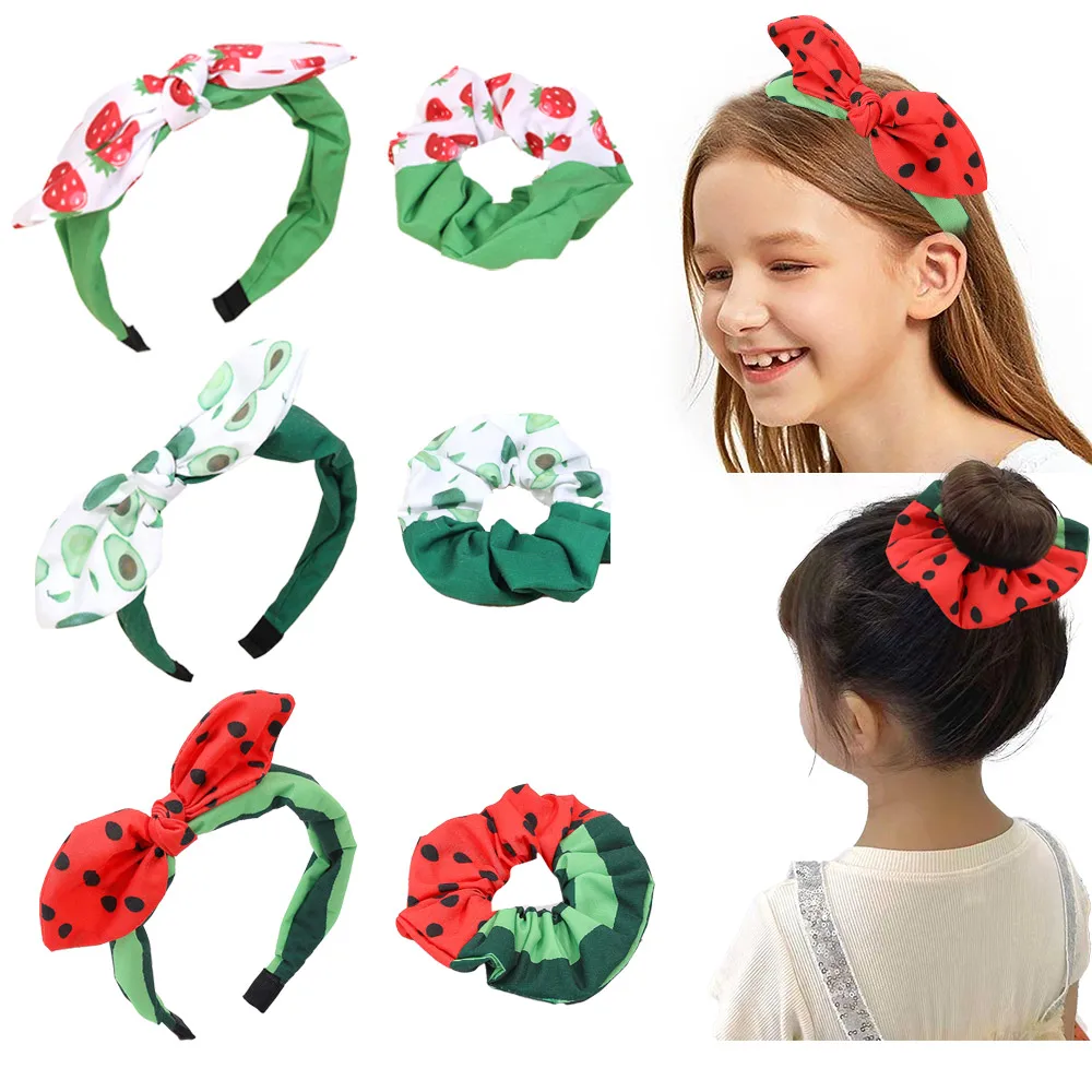 Headband Cute Watermelon Rabbit Ear Hairband Fashion Watermelon Print Hair Tie Children Fashion Cute Headwear Hair Accessories