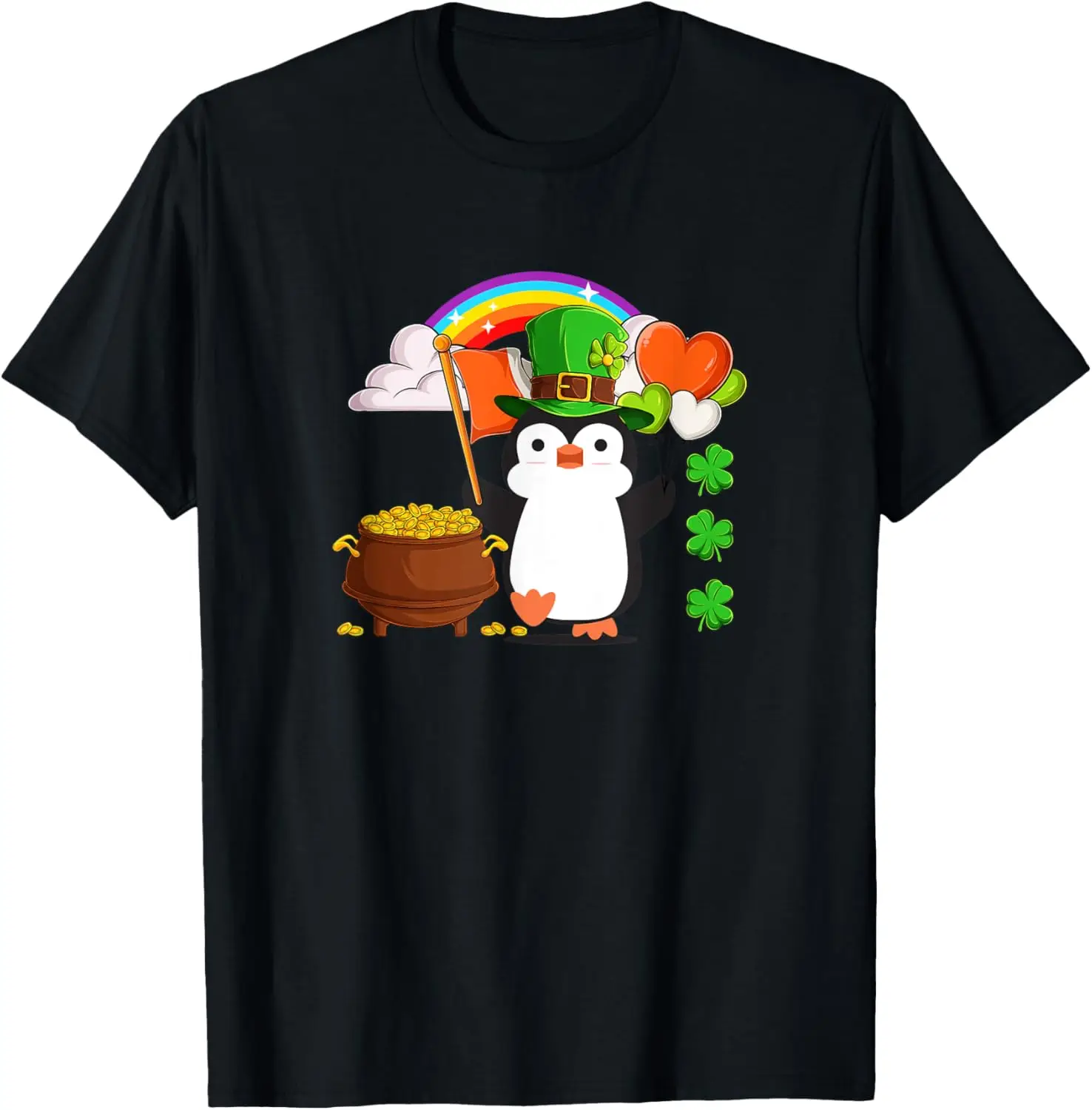 Irish Penguin Shamrock Happy St Patricks Day Funny Animal T-Shirt
