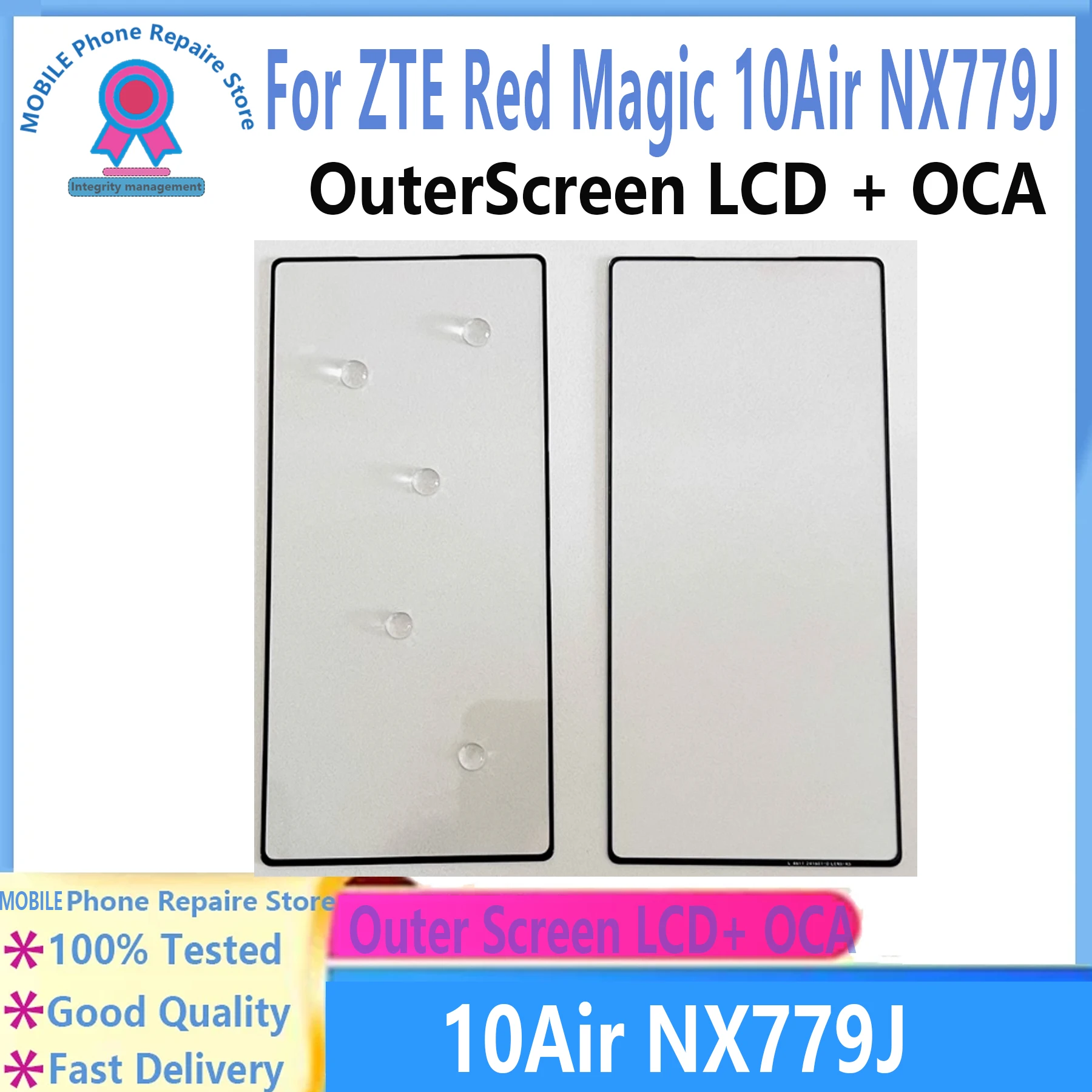 Внешнее стекло экрана + OCA для ZTE Nubia Red Magic 10 Air NX737J, замена переднего ЖК-дисплея и сенсорного экрана