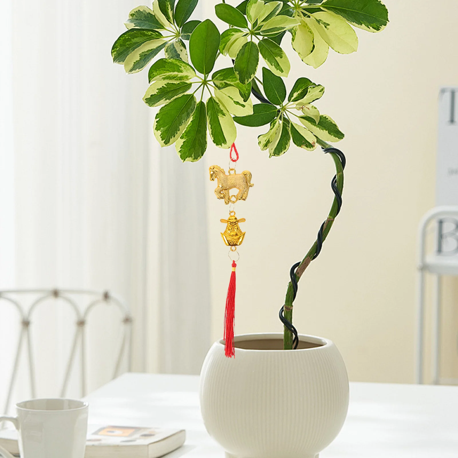 

10pcs Year Of The Horse Decor: Chinese New Year Hanging Ornaments 2026 Red Tassel Pendants For Home Office Lunar Festival