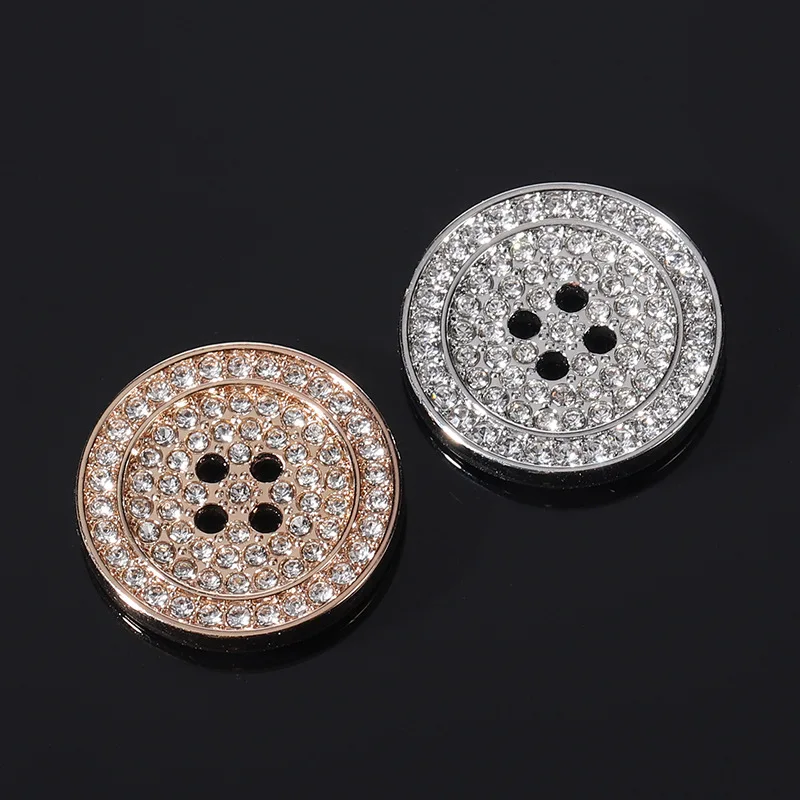 10pcs Four Eye Metal Buttons Luxury Rhinestone Decorative Round Sewing Button Suit Women\'s Clothing Accessories