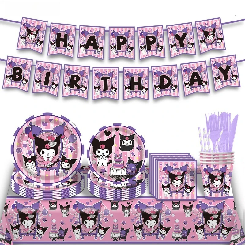 

Sanrio Culomi Birthday Party Disposable Tableware Paper Plates, Paper Cups, Paper Towels, Tablecloths, Ambience Decoration Party