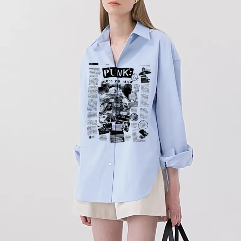 Vintage Printed Shirt With Long Sleeves And Perfect Button Design Simple Women's Clothing Suitable For Daily Dates Work