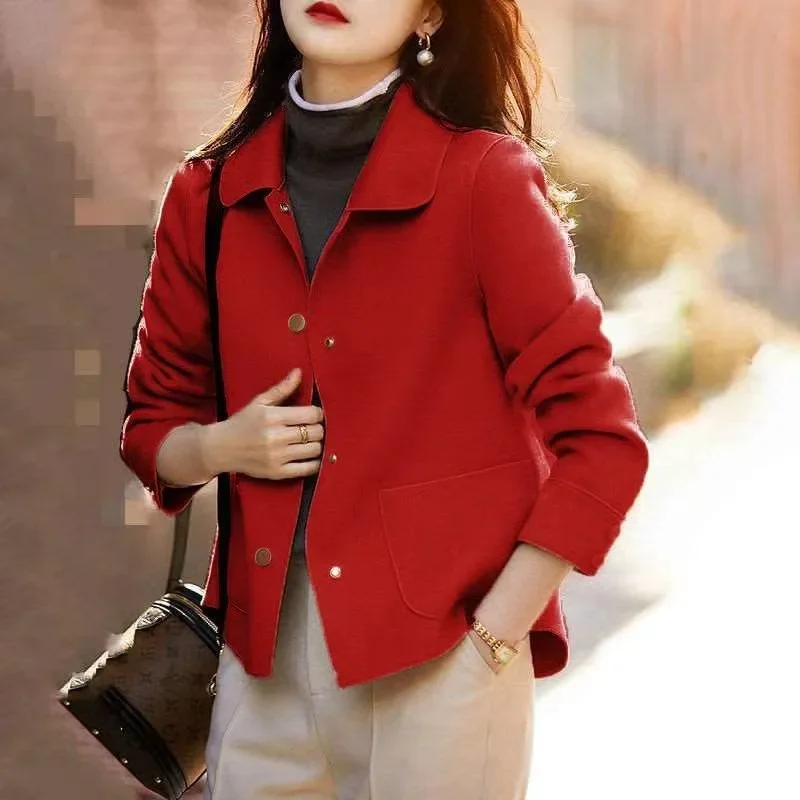 Eenvoudige Tweed korte jas dames herfst winter nieuwe losse veelzijdige wollen top