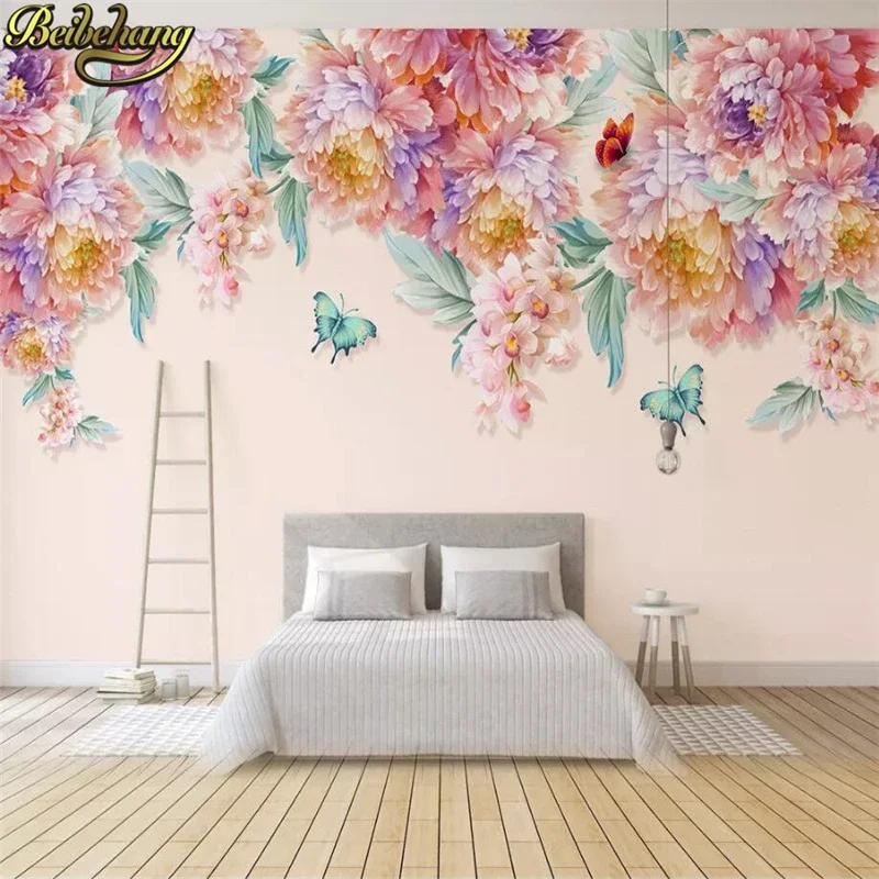 Custom Wall Mural Wallpaper Painting European Painted Floral Flower Living Room Sofa Bedroom 3D wall papers home decor Stickers