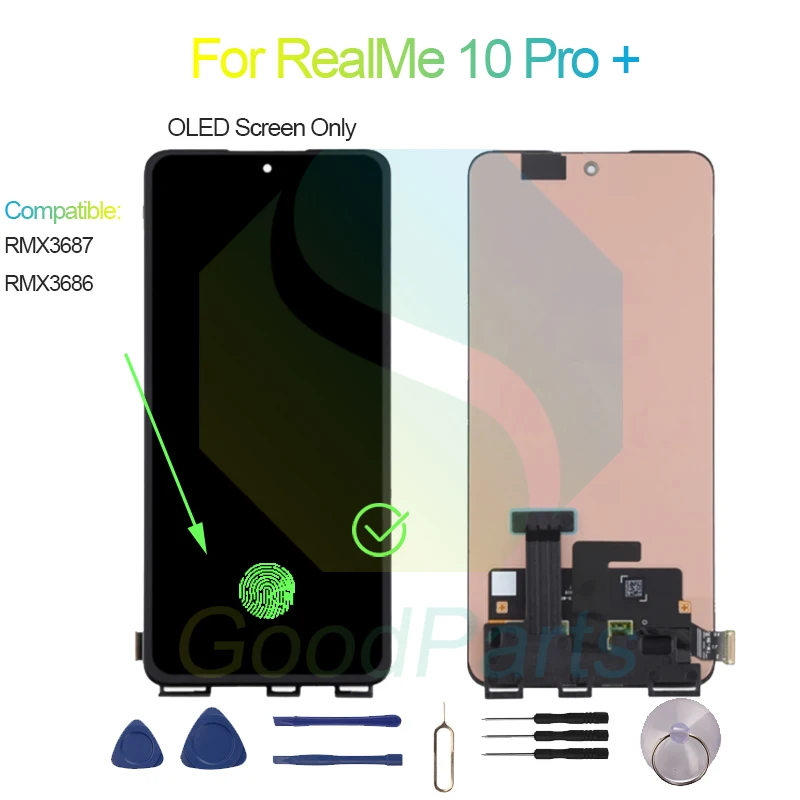 For RealMe 10 Pro + Screen Display Replacement 2412*1080 RMX3687, RMX3686 For RealMe 10 Pro Plus LCD Touch Digitizer