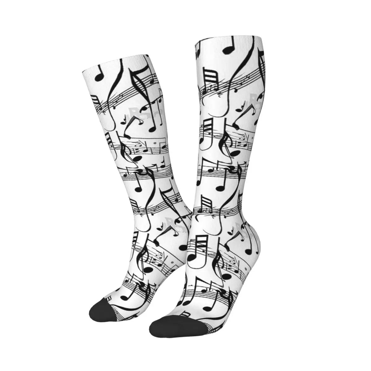 Abstract Piano Keys With Musical Notes Socks Harajuku Stockings All Season Long Socks Accessories for Mans Womans Christmas Gift