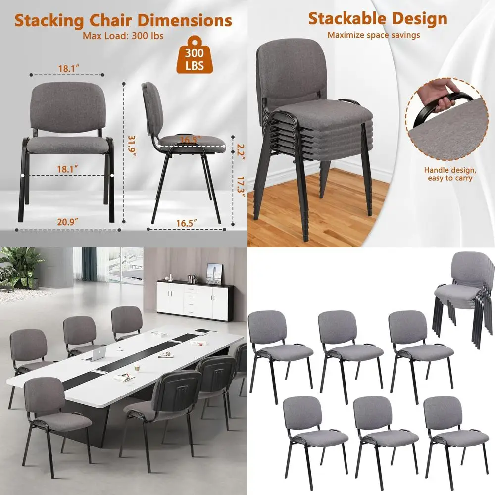 

10 Stackable Waiting Room Chairs with Upholstered Seats, Ideal for Conferences, Breakrooms, Lobbies, Events, Churches, Schools,