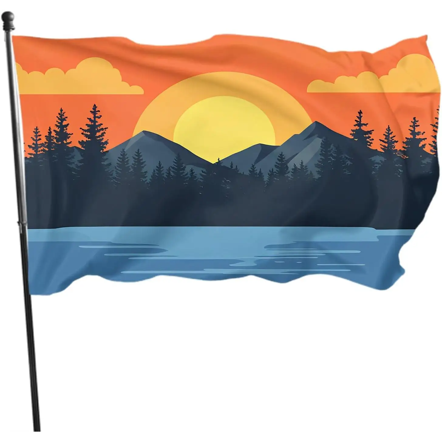 Mountain Flag Ft OutdoorTrees Lake River Sunrise Sunset Landscape Garden Flags House Flags Banner Decor For Courtyard Porch Lawn