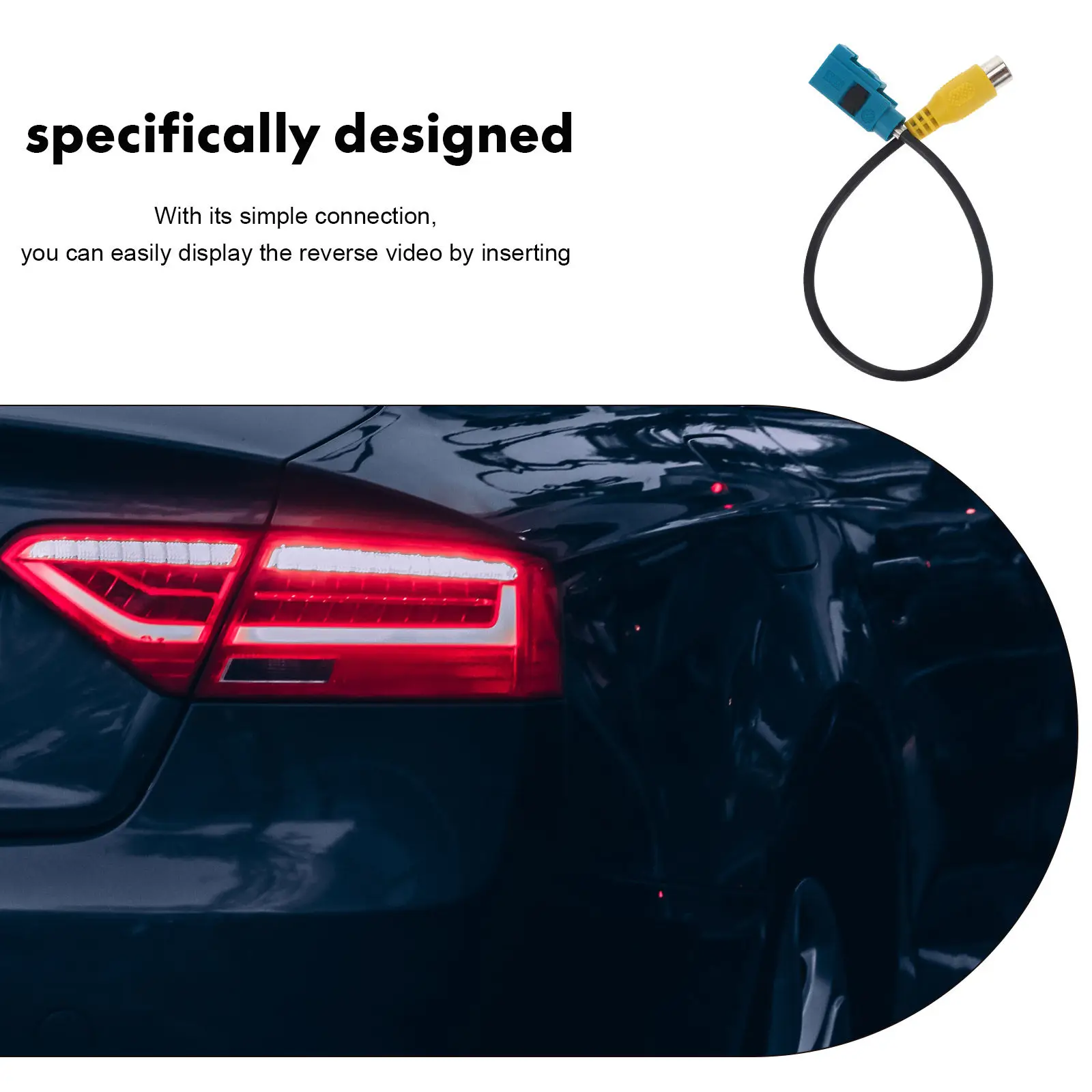 Rca Video Line Reverse Camera Wire Harness Backup Camera Adapter for Hd Rear View Display Simple Insertion Design Sturdy PVC