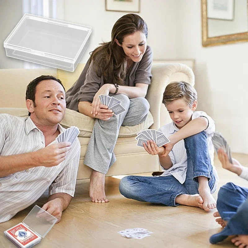 6Pcs 9.5x6.9x2.4cm Playing Card Boxes Transparent Plastic Collectible Card Boxes Business Card Holder Small Storage Boxes