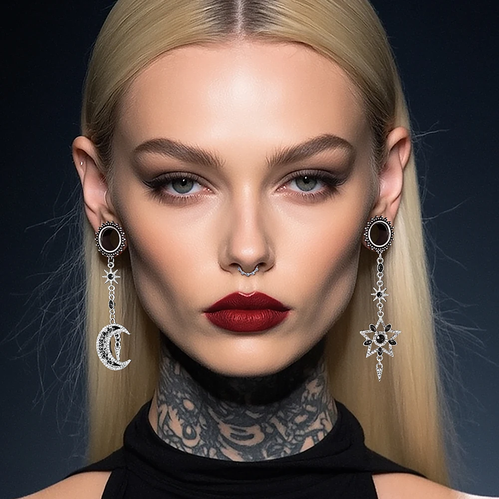 Cavort 10 PCS Wholesale Stainless Steel DIY Allergy Free Basic Dangle Ear Gauge Plugs Tunnels Body Piercing Jewelry Expanders