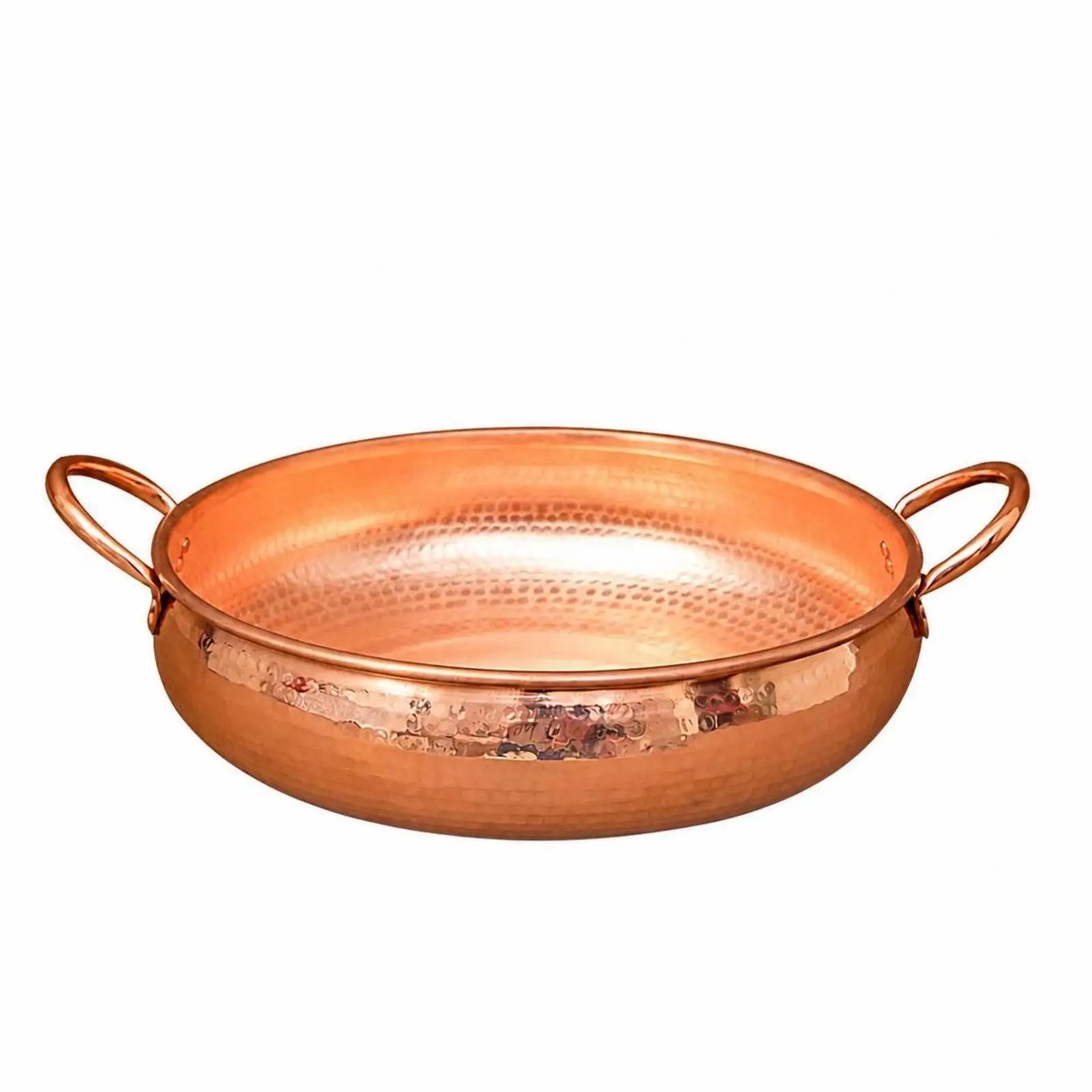 Pure Copper Hammered Hot Pot Cookware with Sturdy Loop Handles for Traditional Shabu Shabu Stewing Hot Pot Accessories