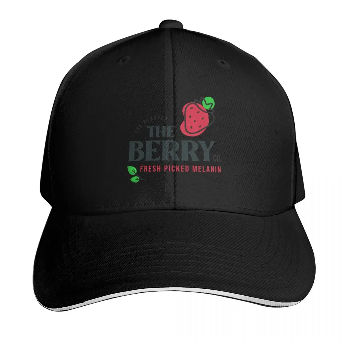 The Blacker The Berry Co. – Fresh Picked Melanin (Strawberry) Baseball Cap Men Women Casual Summer Sport Sun Cap