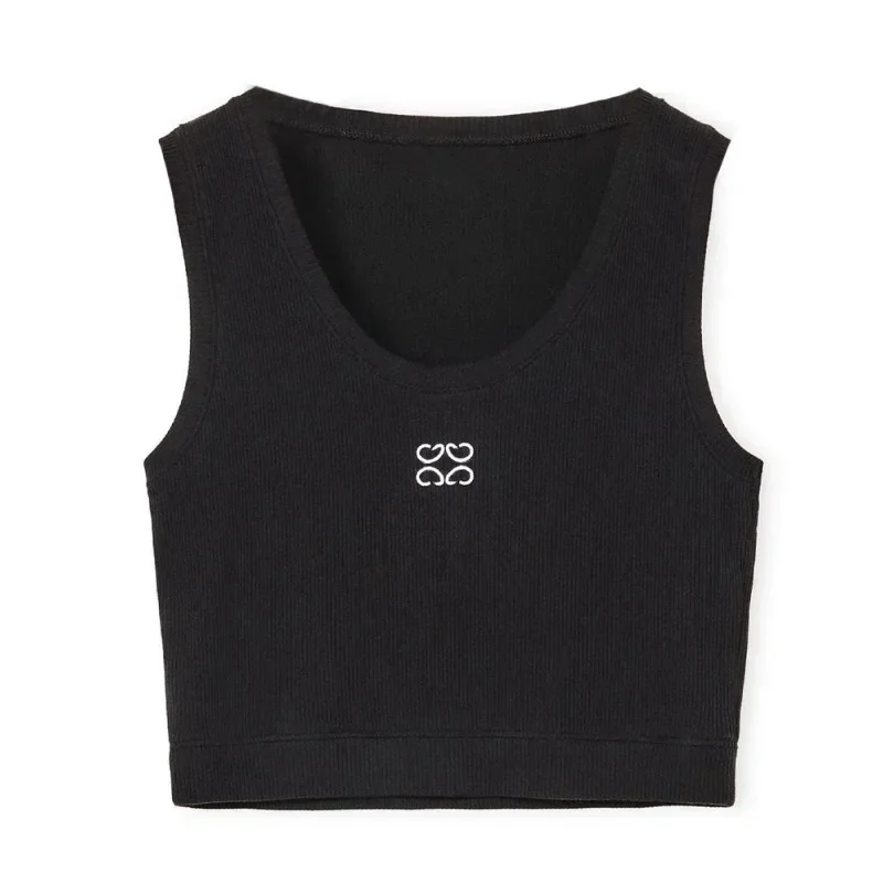 2024 Summer New Women's Fashion Luxury Sweatshirt U-neck Sleeveless Embroidered T-shirt Logo