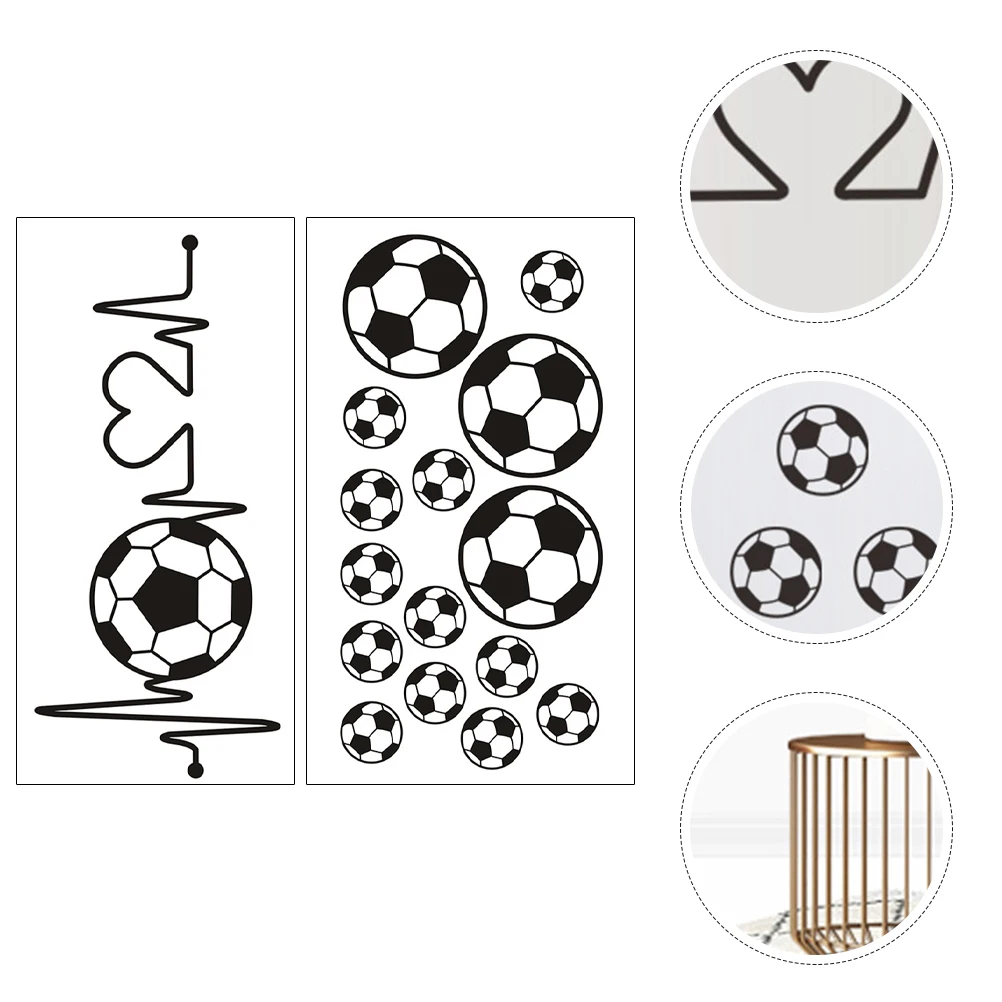 

2 Sets Football Wall Stickers Self adhesive PVC Decor Bedroom Nursery Gym Soccer Room Kids Background Easy Peel Stick