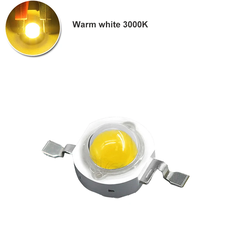 Chip LED de alta potencia de 10 piezas/100 piezas, 1W, diodo emisor de luz LED, blanco cálido, SMD, fuente de luz para bombillas DIY