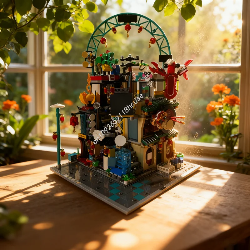 

1489 шт. MOC городские фонарики угловые альтернативные модели строительные блоки архитектура рождественские подарки DIY креативные игрушки детский день рождения