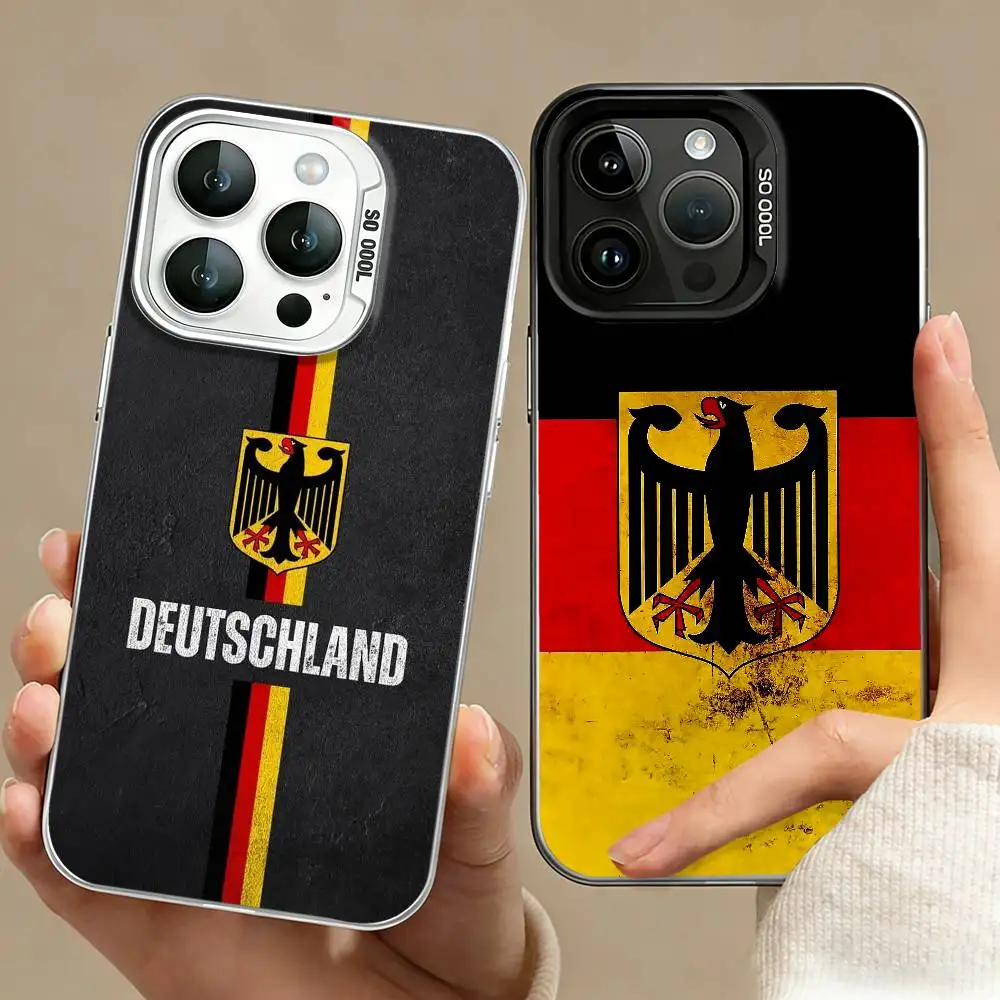 D-Deutsche F-Flagge Phone Case For iPhone 17,16,15,14,13,12,11 Plus,Pro Max,XS,Colored silver phone case