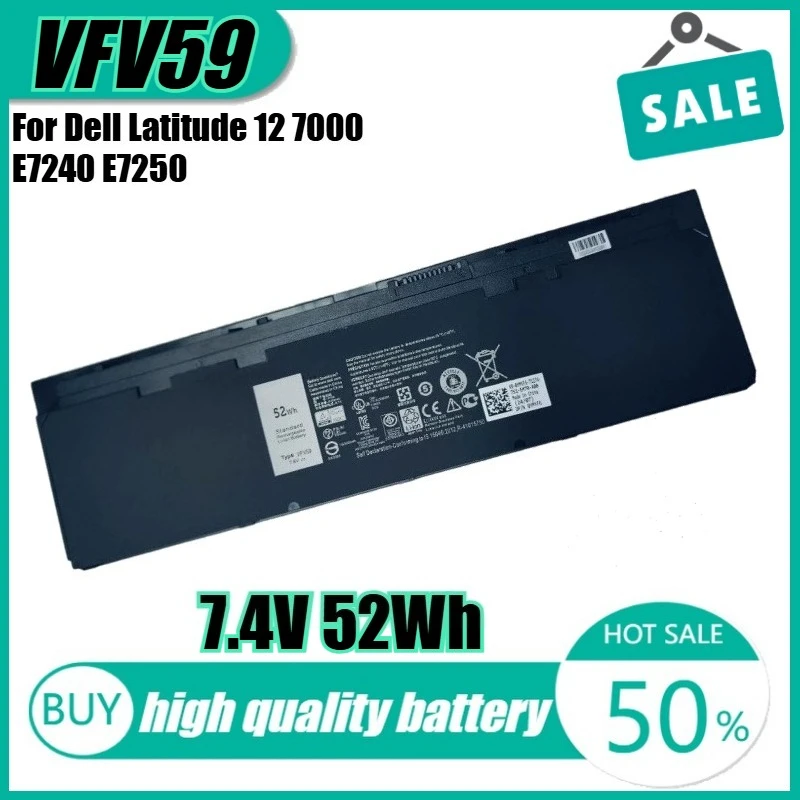 

7.4V 52Wh VFV59 Laptop Battery for Dell Latitude 12 7000 E7240 E7250 F3G33 WD52H