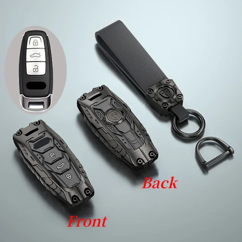 

Zinc Alloy Car Key Case Cover for Audi A6 A7 A8 E-tron Q5 Q8 C8 D5 Auto Styling Protection Shell Holder Keychain Car Accessories