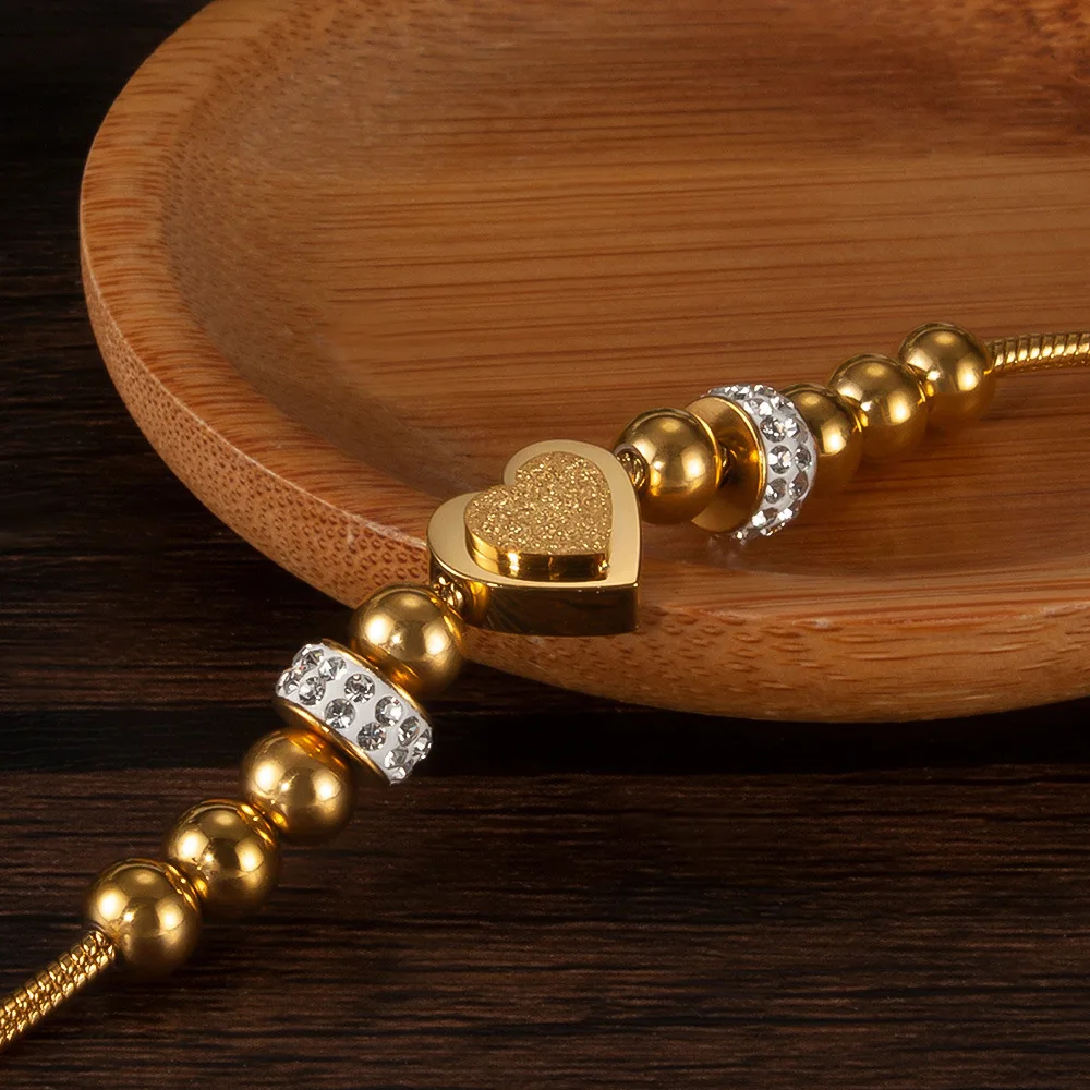 Liebe Zirkon Dreidimensionale Matt Perlen Armbänder Titan Stahl Frauen Mode OL Armband Charme Schmuck – Detail 3