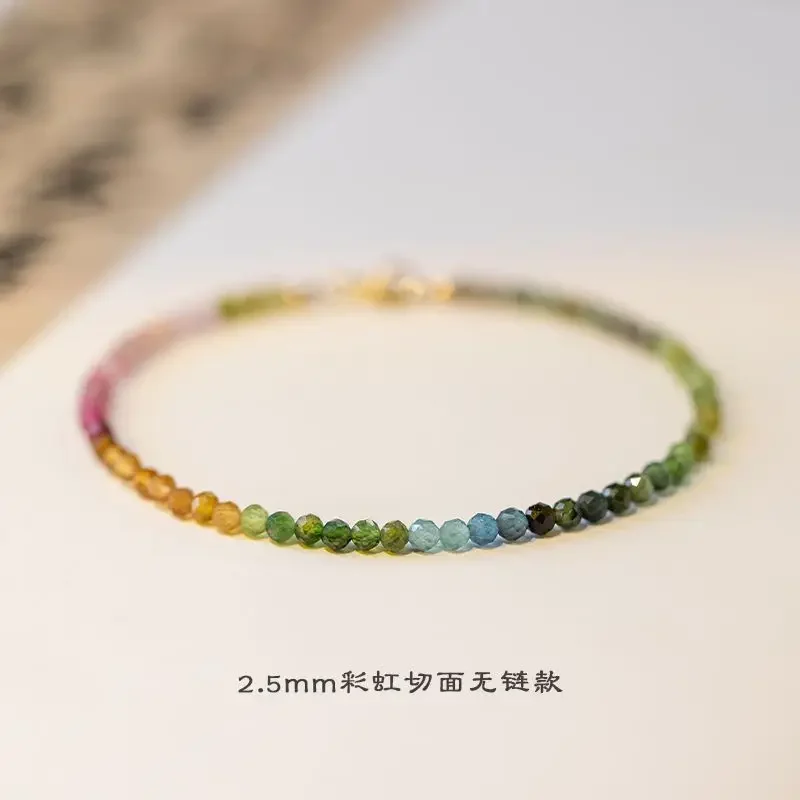 UMQ Original Rainbow Small Tourmaline Custom Bracelet Vanves Stone Gradient Special-Interest Design Good Luck Bracelet