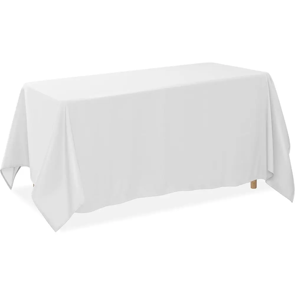 

90 x 132 Washable Polyester Tablecloth for Dining, Parties, and Weddings - White