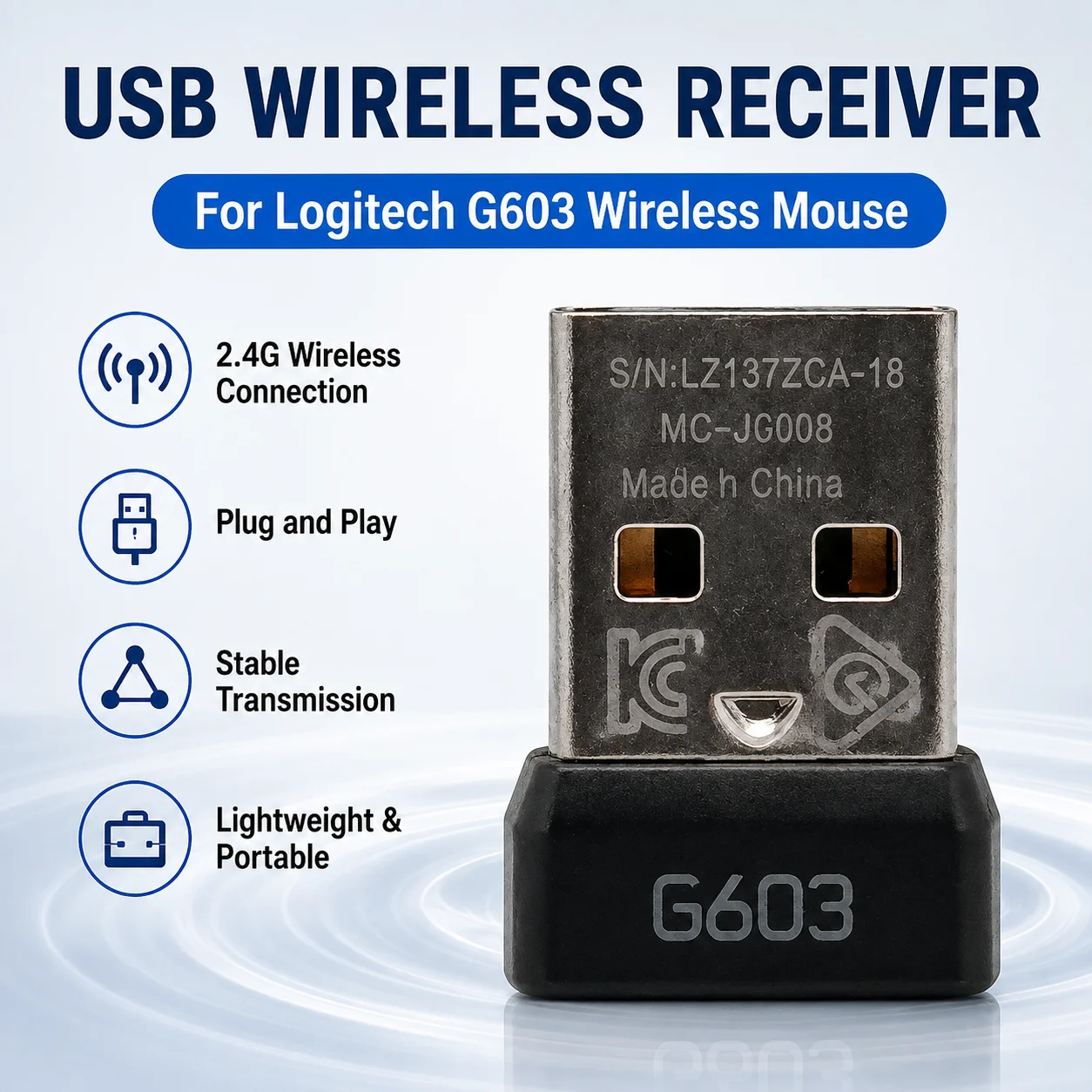 2.4G USB Receiver Dongle for Logitech G603 Wireless Mouse Replacement Nano Adapter Receiver Repair Spare Parts
