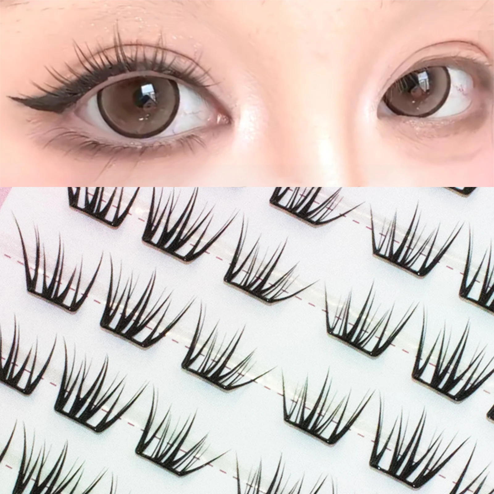 Glue-Free False Eyelashes Self-adhesive Comic Individual Lashes Clusters Natural Wispy Soft Lash Extension Cosplay DIY Makeup
