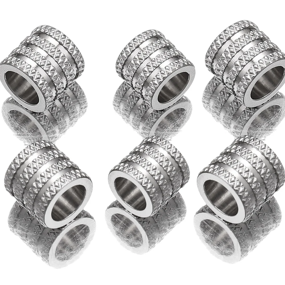 20pcs Lot Hole 5 6 MM Stainless Steel Large Hole Spacer Paracord Beads Charms for Bracelet DIY Jewelry Making Supplies Sead