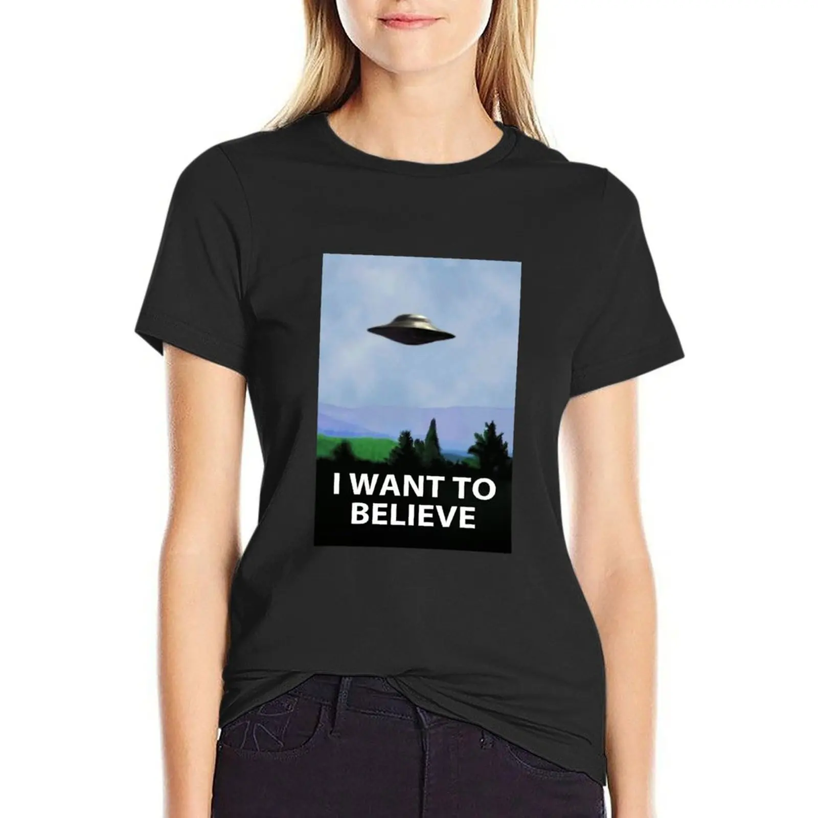 

i want to believe T-Shirt aesthetic clothes cute clothes quick drying western t shirts for Women