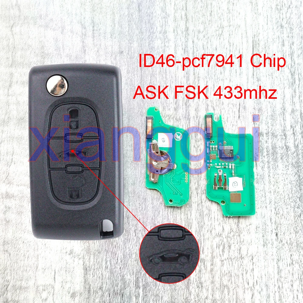 Chip ID46-pcf7941 de 3 Botones ASK FSK 433mhz para Citroen C-Crosser C2 C3 C4 C5 C6, para Peugeot Partner Tepee 207 307 308 407 607 807