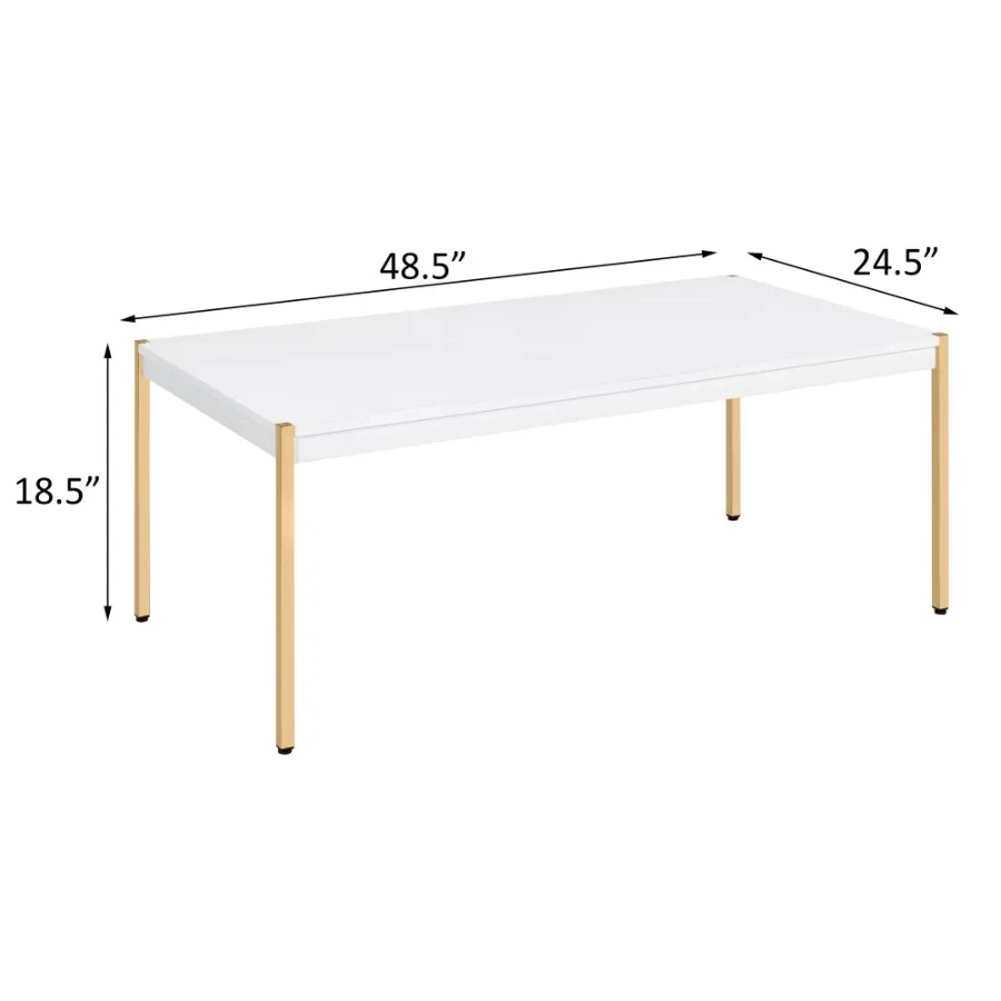 White and Gold Rectangle Coffee Table