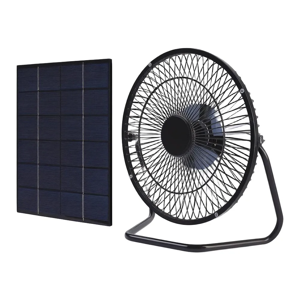 5.2W Solar Panel Fan 8 Inch Brushless Cooling Fan With USB Port For Chicken For C'oop Dog Kennel Pet House Outdoor Ventilation